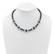 Sterling Silver Rhodium-plated 6-9mm Black Near Round Freshwater Cultured Pearl 5-station 18 inch Necklace - Birthstone Company