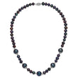 Sterling Silver Rhodium-plated 6-9mm Black Near Round Freshwater Cultured Pearl 5-station 18 inch Necklace - Birthstone Company
