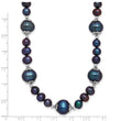Sterling Silver Rhodium-plated 6-9mm Black Near Round Freshwater Cultured Pearl 5-station 18 inch Necklace - Birthstone Company