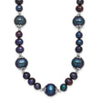 Sterling Silver Rhodium-plated 6-9mm Black Near Round Freshwater Cultured Pearl 5-station 18 inch Necklace - Birthstone Company