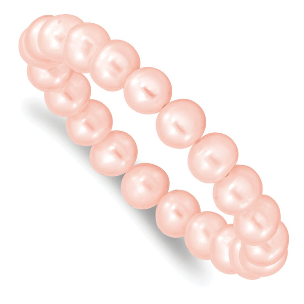 Madi K 5-6mm Pink Semi-Round Freshwater Cultured Pearl Children's Stretch Bracelet