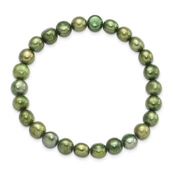 6-7mm Green Semi-round Freshwater Cultured Pearl Stretch Bracelet - Birthstone Company
