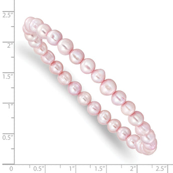6-7mm Pink Semi-round Freshwater Cultured Pearl Stretch Bracelet - Birthstone Company