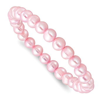 6-7mm Pink Semi-round Freshwater Cultured Pearl Stretch Bracelet - Birthstone Company