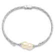 Sterling Silver Rhodium-Rhodium-Plated White 8x10mm Teardrop Freshwater Cultured Pearl Hinged Bangle 6 in - Birthstone Company