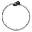 Sterling Silver Rhodium-plated 8-9mm Black Rice Freshwater Cultured Pearl Hinged Bangle 6.5 in - Birthstone Company