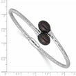 Sterling Silver Rhodium-plated 8-9mm Black Rice Freshwater Cultured Pearl Hinged Bangle 6.5 in - Birthstone Company