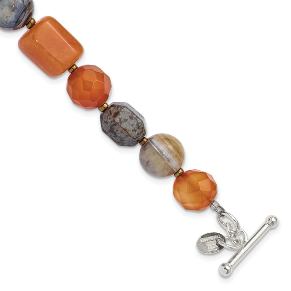 Sterling Silver Multi Stone 8in w/.5in ext Bracelet