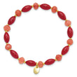 Coral and Jade Beaded Bracelet in Gold-Plated Sterling Silver, 6mm
