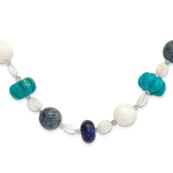 Jade Lapis Quartz Crystal Necklace in Sterling Silver, 18.5 Inch