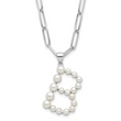 Sterling Silver Rhodium-Rhodium-Plated 3-5.5mm White Button Freshwater Cultured Pearl LETTER B 18 inch Necklace