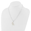Sterling Silver Rhodium-Rhodium-Plated 3-5.5mm White Button Freshwater Cultured Pearl LETTER W 18 inch Necklace - Birthstone Company