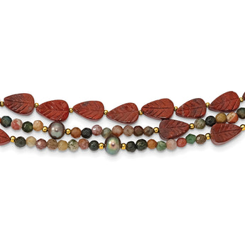Sterling Silver Gold-plated Multi Stone Adj. 17in or 40in Necklace - Birthstone Company