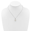 Sterling Silver Rhodium-plated 9-10mm Button White Freshwater Cultured Pearl and CZ Halo 17 inch Necklace - Birthstone Company