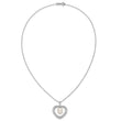 Sterling Silver Rhodium-plated 8-9mm Rice White Freshwater Cultured Pearl and CZ Open Heart 17 inch Necklace - Birthstone Company