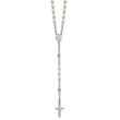 Sterling Silver Rhodium-plated Plastic Imitation Pearl 19.75 inch with 1 inch extender Rosary Necklace - Birthstone Company