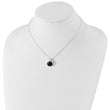 Round Black Onyx Necklace in Sterling Silver, 16 Inch