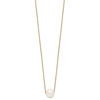 Sterling Silver Gold-tone 10-11mm White Near-Round Freshwater Cultured Pearl 17 inch Necklace - Birthstone Company
