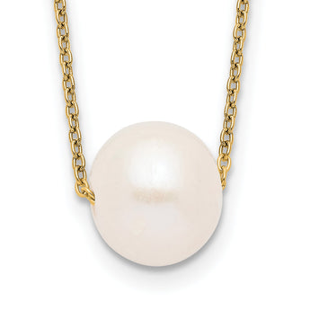 Sterling Silver Gold-tone 10-11mm White Near-Round Freshwater Cultured Pearl 17 inch Necklace - Birthstone Company
