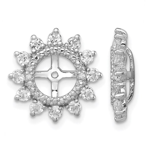 Sterling Silver Rhodium Diam. & White Topaz Earring Jacket - Birthstone Company