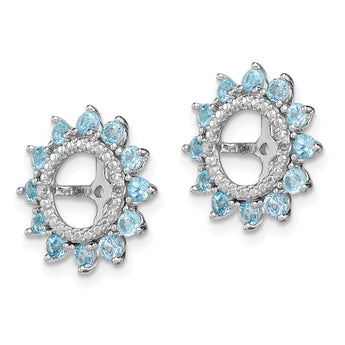 Sterling Silver Rhodium Diam. & Swiss Blue Topaz Earring Jacket