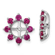 Sterling Silver Rhodium Ruby Earring Jackets with Polished Prong Set