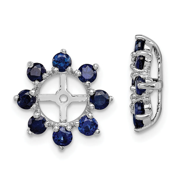 Sterling Silver 925 Sapphire Earring Jackets with Polished Rhodium Finish
