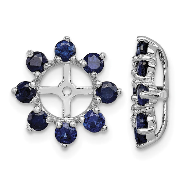 Sterling Silver 925 Sapphire Earring Jackets with Polished Rhodium Finish - Birthstone Company