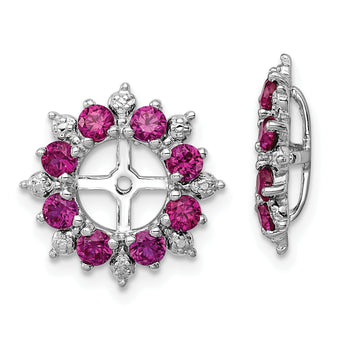 Sterling Silver 925 Earring Jackets with Created Ruby and Diamond Elegance