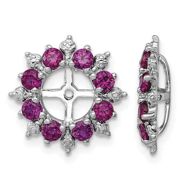 Sterling Silver 925 Earring Jackets with Created Ruby and Diamond Elegance - Birthstone Company