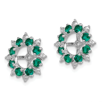Sterling Silver Rhodium Earring Jackets with Lab Created Emeralds