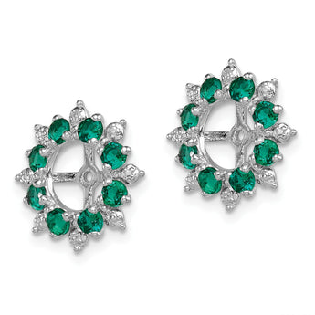 Sterling Silver Rhodium Earring Jackets with Lab Created Emeralds - Birthstone Company