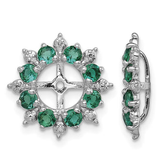 Sterling Silver Rhodium Earring Jackets with Lab Created Emeralds - Birthstone Company