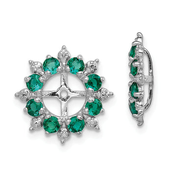 Sterling Silver Rhodium Earring Jackets with Lab Created Emeralds