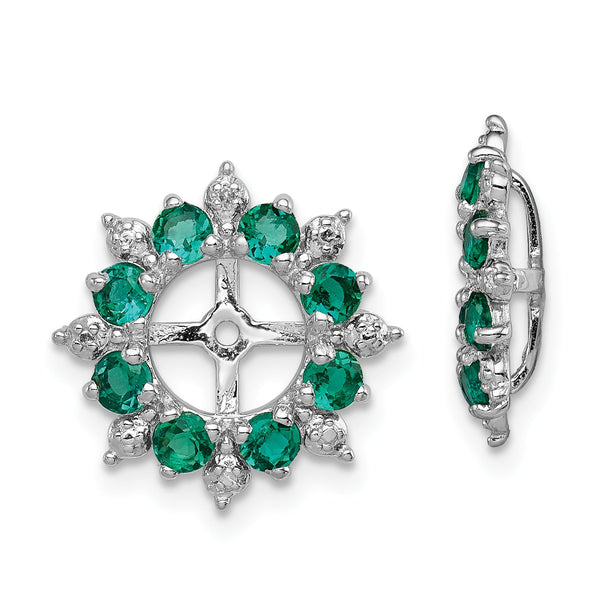 Sterling Silver Rhodium Earring Jackets with Lab Created Emeralds