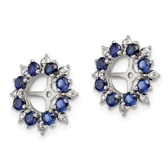 Sterling Silver Sapphire & Diamond Earring Jackets, Elegant Women's Design - Birthstone Company