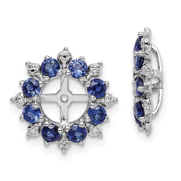 Sterling Silver Sapphire & Diamond Earring Jackets, Elegant Women's Design