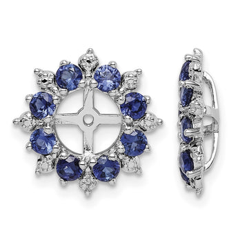 Sterling Silver Sapphire & Diamond Earring Jackets, Elegant Women's Design - Birthstone Company
