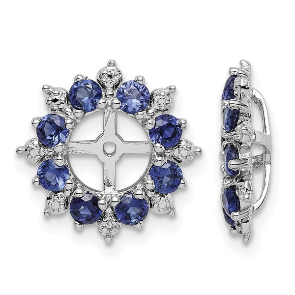 Sterling Silver Sapphire & Diamond Earring Jackets, Elegant Women's Design - Birthstone Company