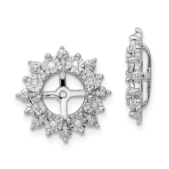 Sterling Silver 925 Rhodium Diamond Earring Jackets for Women