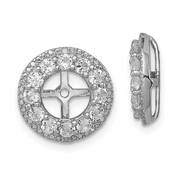 Sterling Silver Rhodium Plated White Topaz & Diamond Earring Jackets