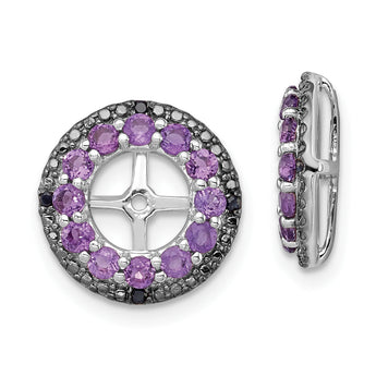 Sterling Silver Amethyst & Black Sapphire Earring Jackets Polished Elegance