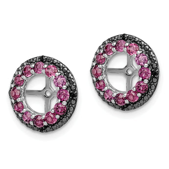 Sterling Silver 925 Rhodolite Garnet & Black Sapphire Earring Jackets Elegant Women's Birthstone Design - Birthstone Company