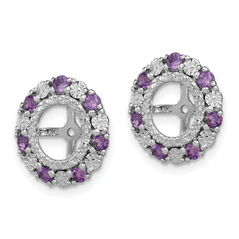 Sterling Silver Amethyst Earring Jackets with Polished Rhodium Finish