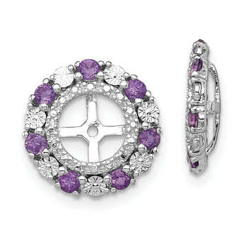 Sterling Silver Amethyst Earring Jackets with Polished Rhodium Finish