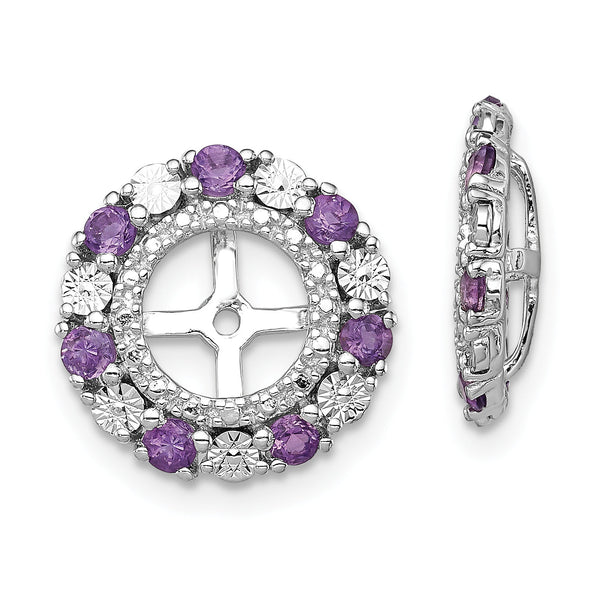 Sterling Silver Amethyst Earring Jackets with Polished Rhodium Finish