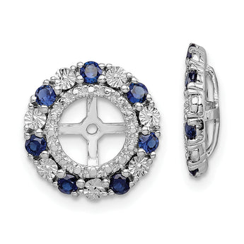 Sterling Silver Sapphire Earring Jackets with Polished Rhodium Finish