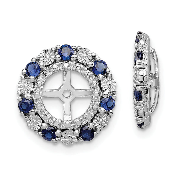 Sterling Silver Sapphire Earring Jackets with Polished Rhodium Finish