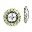 Sterling Silver Peridot & Black Sapphire Earring Jackets Polished & Rhodium-Plated