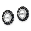 Sterling Silver 925 Earring Jackets with Black Sapphire & Diamond Prong Set